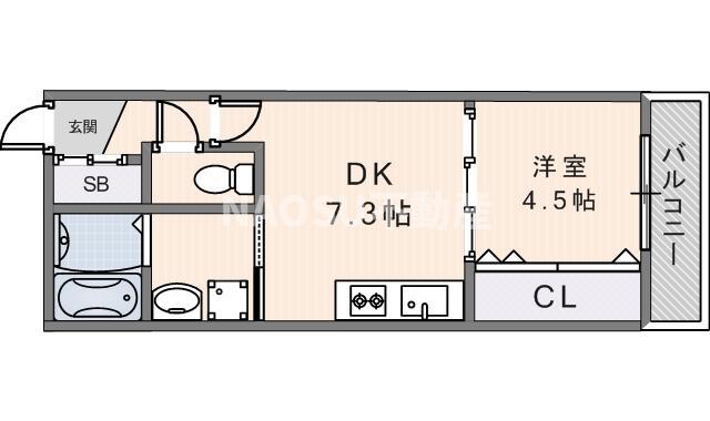 GRADITO花園(1DK/2階)の間取り写真