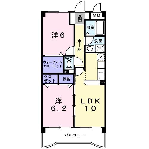 ボーフェン ドゥリー(2LDK/4階)の間取り写真