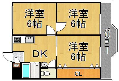 キャピタルビルド(3DK/3階)の間取り写真