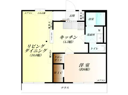 レーゾンドールB棟 都市ガス(1LDK/1階)の間取り写真