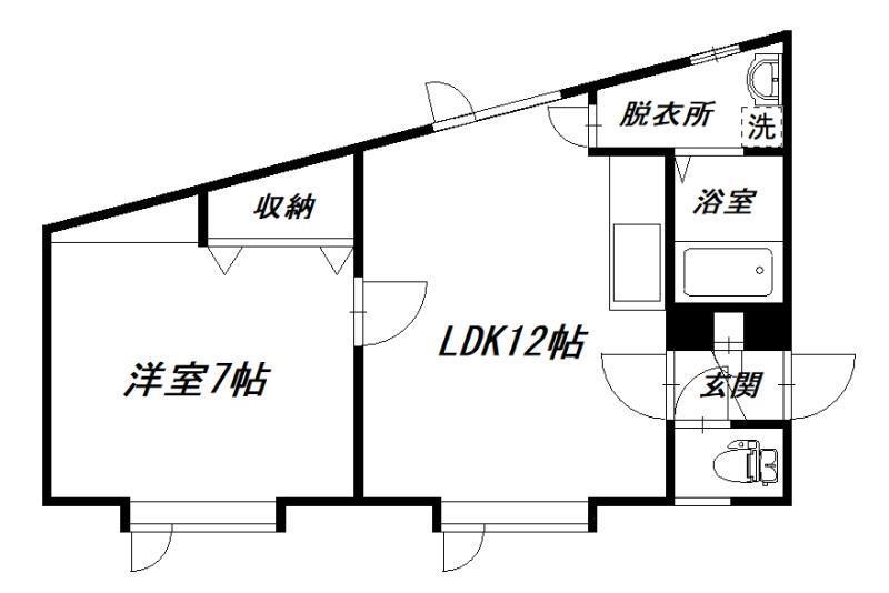 SUBUL永山(1LDK/1階)の間取り写真