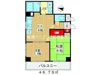 三高・ハイランドハイツ(2DK/2階)の間取り写真