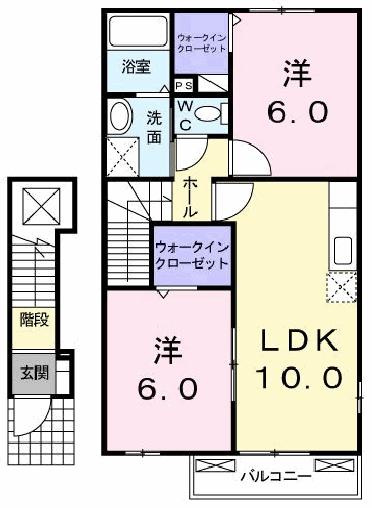 セントポーリア(2LDK/2階)の間取り写真