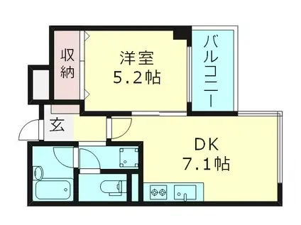 グランピア中央(1DK/6階)の間取り写真