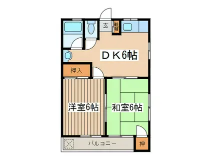 コーポエルコ(2DK/2階)の間取り写真