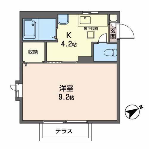 カーサ青葉(1K/1階)の間取り写真