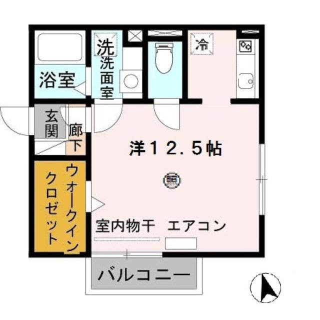 フォースクエア岡田(ワンルーム/2階)の間取り写真