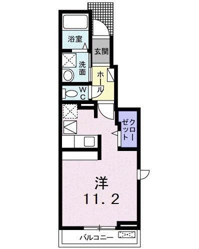 リナプルメリア(ワンルーム/1階)の間取り写真