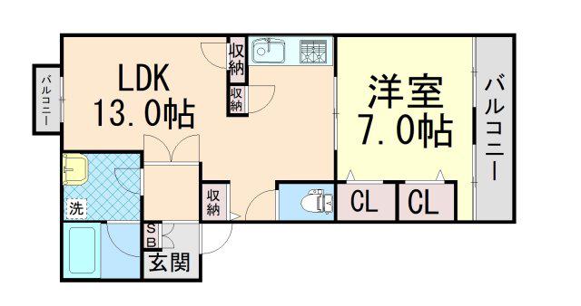 ライオンズマンション本山第5(1LDK/2階)の間取り写真