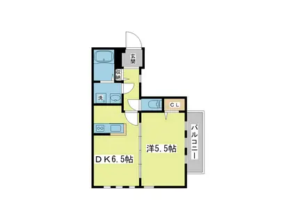 J・グランデ神戸谷上(1DK/2階)の間取り写真