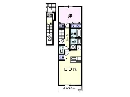 ブライトヒルSKII(1LDK/2階)の間取り写真