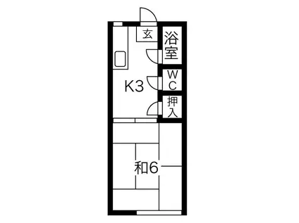 姫宮ハイツ(1K/1階)の間取り写真