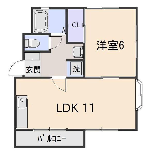 ムーンパレス(1LDK/3階)の間取り写真