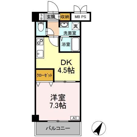 エスペランサI(1DK/3階)の間取り写真