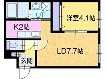 CONTATTO黄金北(1LDK/3階)の間取り写真