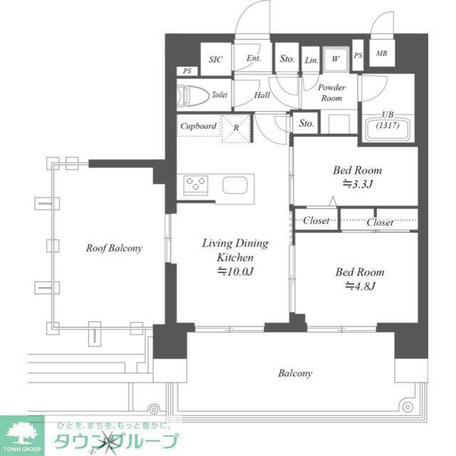 ディームス根岸(2LDK/7階)の間取り写真