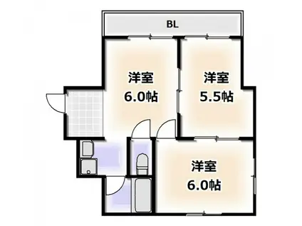 ドエル恵美須(2DK/5階)の間取り写真