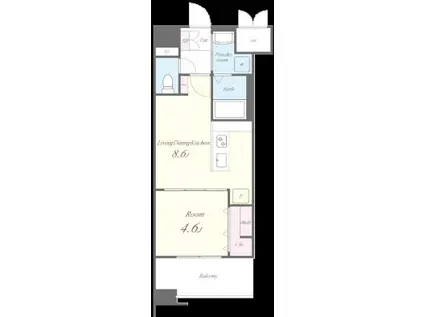 CAISSE 大橋(1LDK/4階)の間取り写真