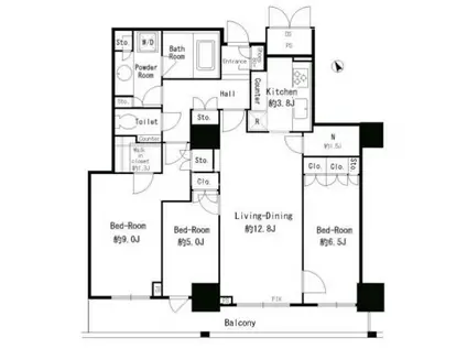 パークタワー芝浦ベイワードアーバンウィング(3SLDK/24階)の間取り写真