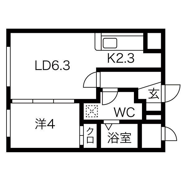 セカンドアベニューA(1LDK/4階)の間取り写真
