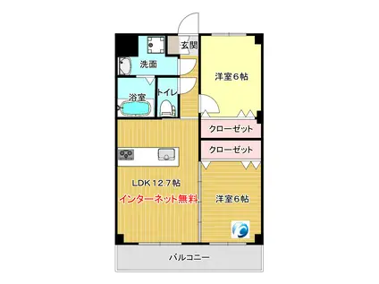 カーサ・エクセリーヌ田上(2LDK/4階)の間取り写真