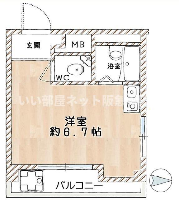 TKマンション(ワンルーム/4階)の間取り写真
