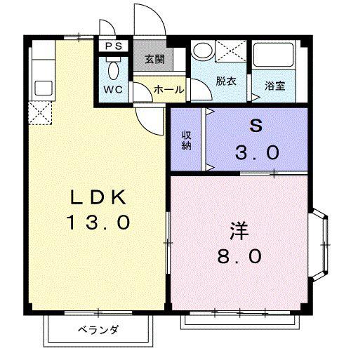 メゾンドエスポアールII(1LDK/1階)の間取り写真