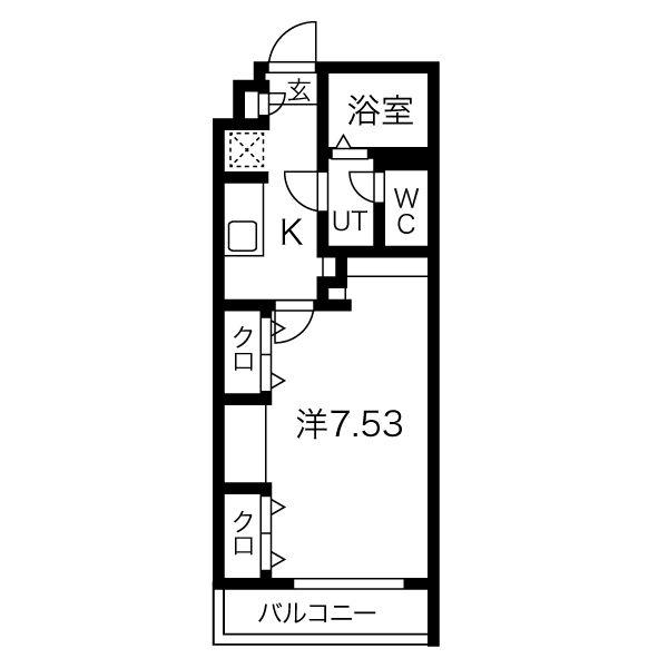 SANA泉中央(1K/1階)の間取り写真
