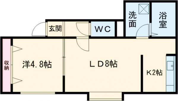 SAIL千歳(1LDK/2階)の間取り写真