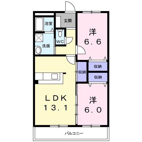 フォブール鶴見II(2LDK/2階)の間取り写真