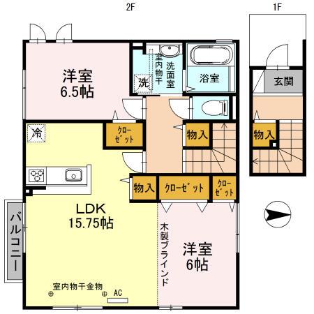 カインド(2LDK/2階)の間取り写真