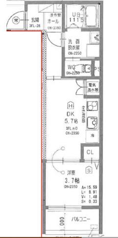 EIJU TSUKAMOTO(1LDK/3階)の間取り写真