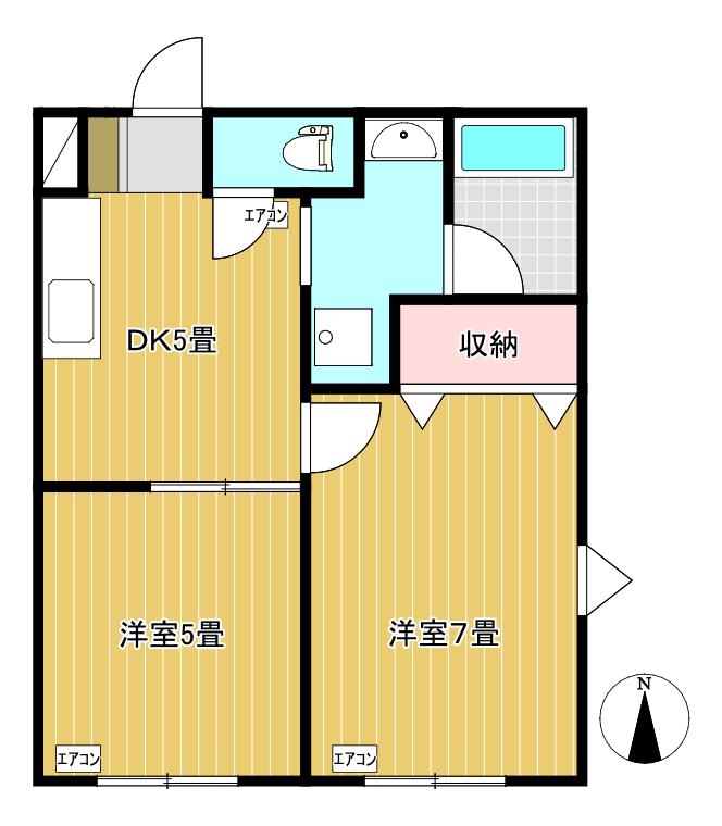 ルミナス南林間(2DK/1階)の間取り写真