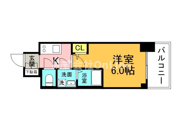 エスリードレジデンス大阪天王寺(1K/9階)の間取り写真