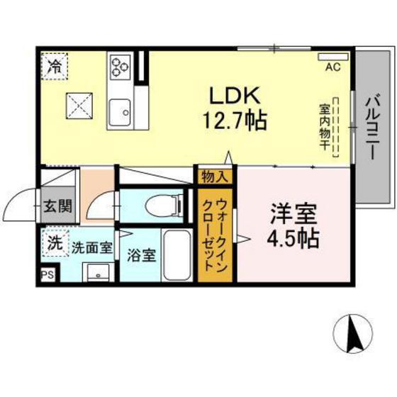 エスポワール寺家(1LDK/1階)の間取り写真