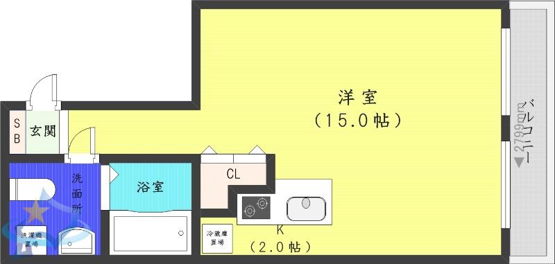 PALAZZO裏参道(1K/4階)の間取り写真