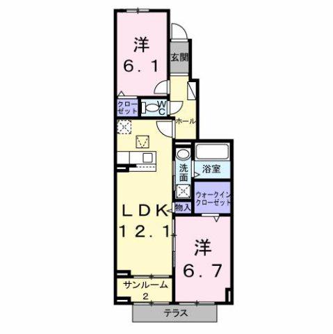 ベル・コリーヌB(2LDK/1階)の間取り写真