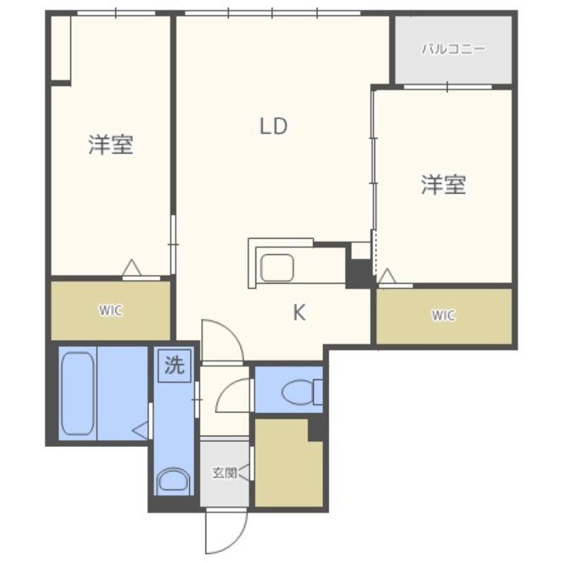 ミュンヘンスクエアI番館(2LDK/2階)の間取り写真