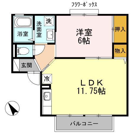 サニーコートA(1LDK/2階)の間取り写真
