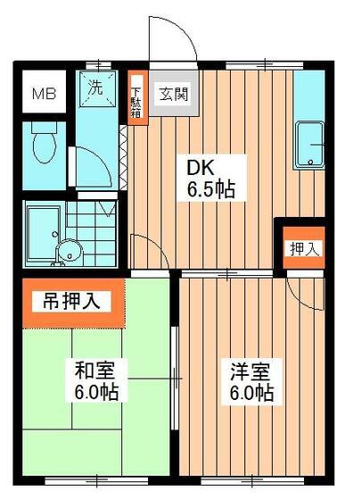 白山ハイツ(2DK/2階)の間取り写真