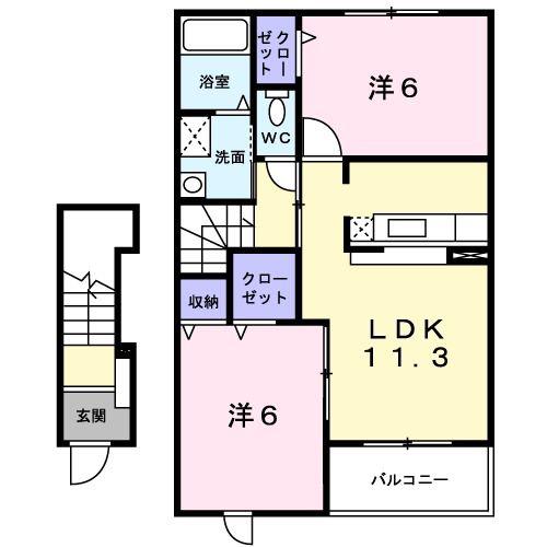 インプレス グレースII(2LDK/2階)の間取り写真