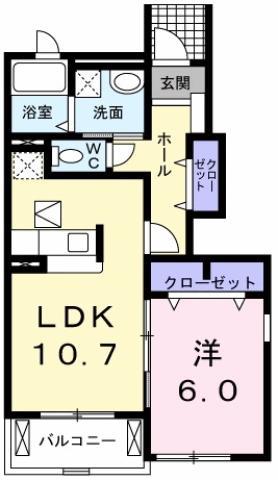 ハッピネスハウス A(1LDK/1階)の間取り写真