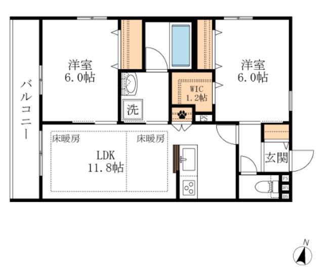 LS PLUS八潮(2LDK/3階)の間取り写真