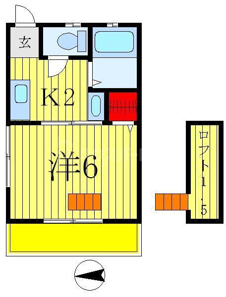 キャッスル下矢切(1K/1階)の間取り写真