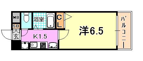 エステムコート神戸西IIIフロンタージュ(1K/8階)の間取り写真