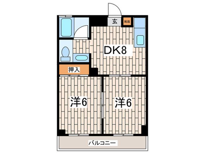 フォレスト マリアナ(2DK/1階)の間取り写真