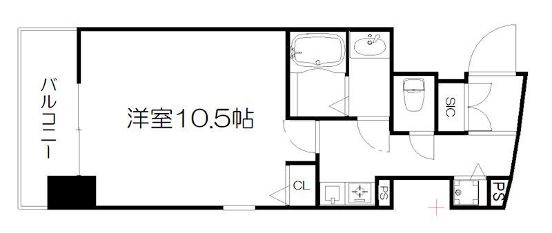リーガル京都河原町五条(1K/4階)の間取り写真