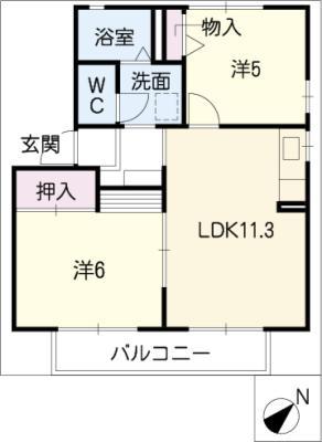 メゾンリブェール(2LDK/2階)の間取り写真