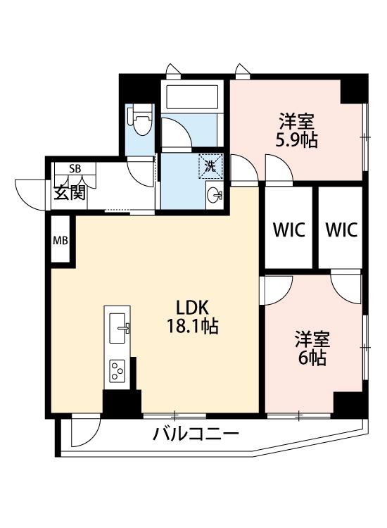 シャルマンクラッシ(2LDK/1階)の間取り写真