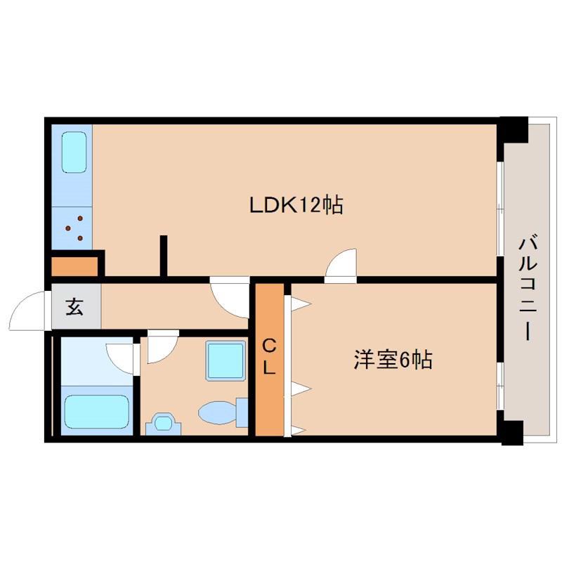 武庫之荘フレックスⅡ(1LDK/2階)の間取り写真